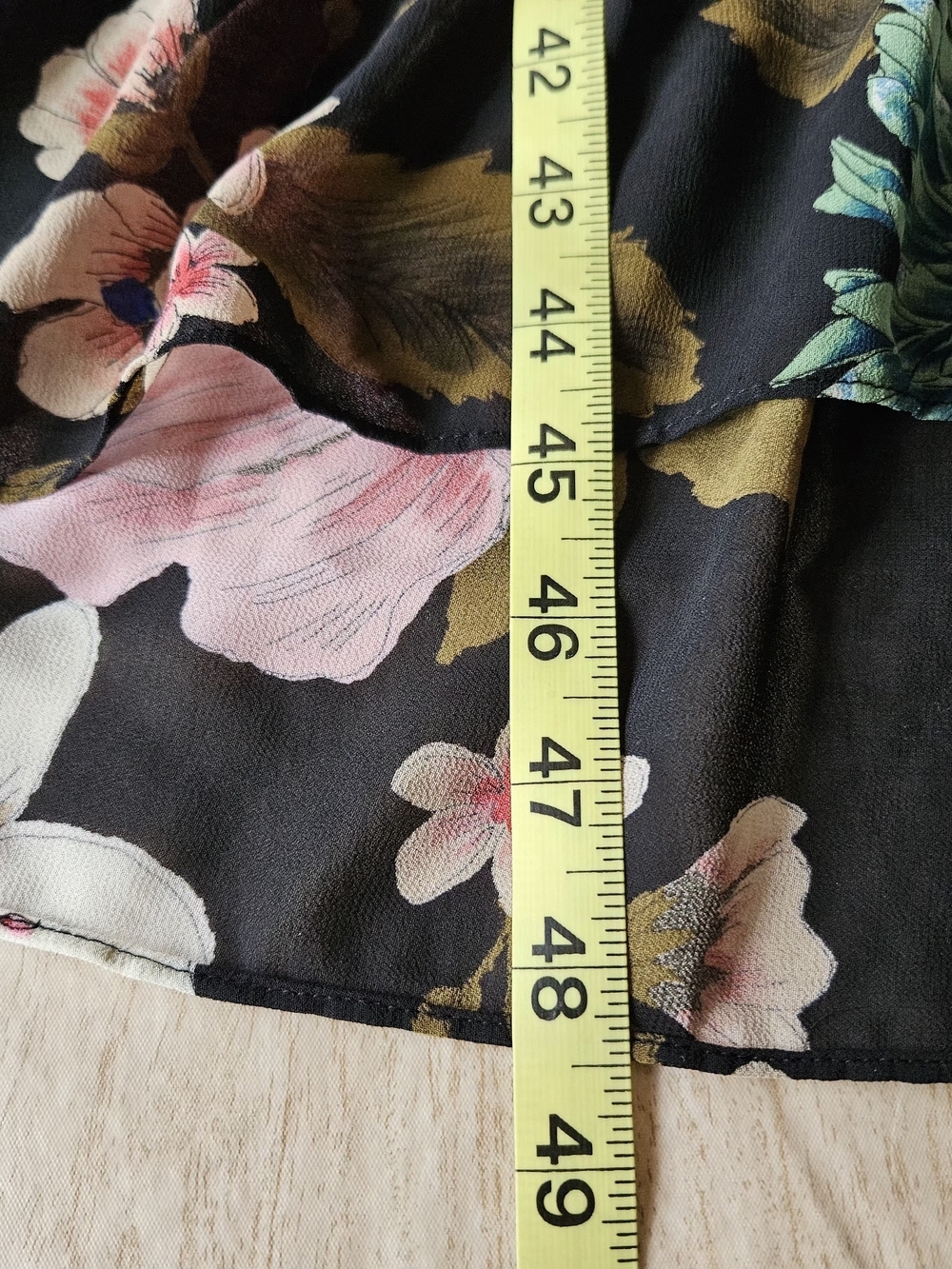 ZARA Black Tropical Floral Ruffle Tiered Maxi Dress Sz XS/S Boho Romantic - Picture 16 of 16